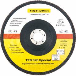 TFD-ZZ50080 | 125MM x 22MM Zirconium Flap Disc Grit 80  | For Steel and Stainless Steel | Price per box of 10 pieces