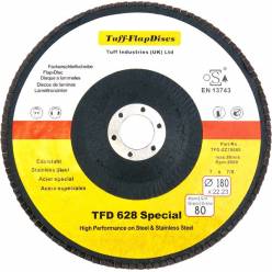 TFD-ZZ70080 | 180MM x 22MM Zirconium Flap Disc Grit 80 | For Steel and Stainless Steel | Price per box of 5 pieces 
